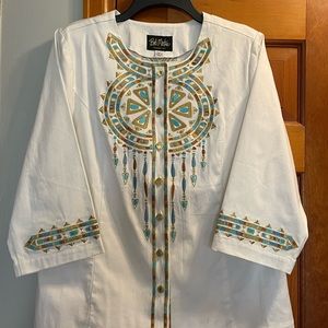 Bob Mackie - cruise wear, Mayan design influenced jacket